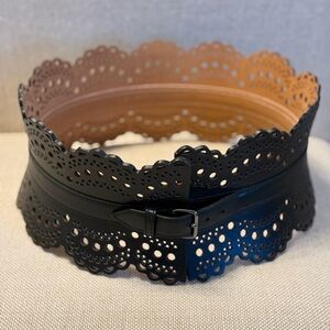 Alaia Lazer-cut  Lace Leather Belt Sz 70